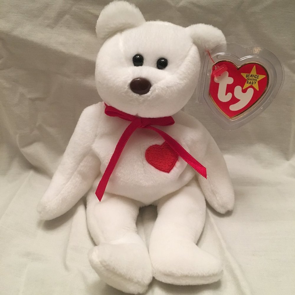 RARE 1993 Valentino TY Beanie Baby - Misspelled Tag - PE Pellets - Retired